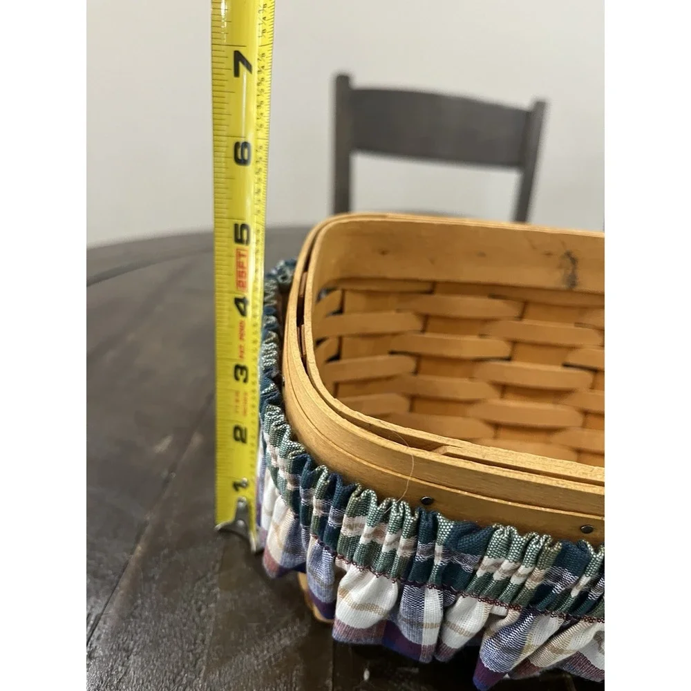Vtg 2002 Longaberger‎ Rectangle Bread Basket Plaid Skirt 12x5x5 Slanted
